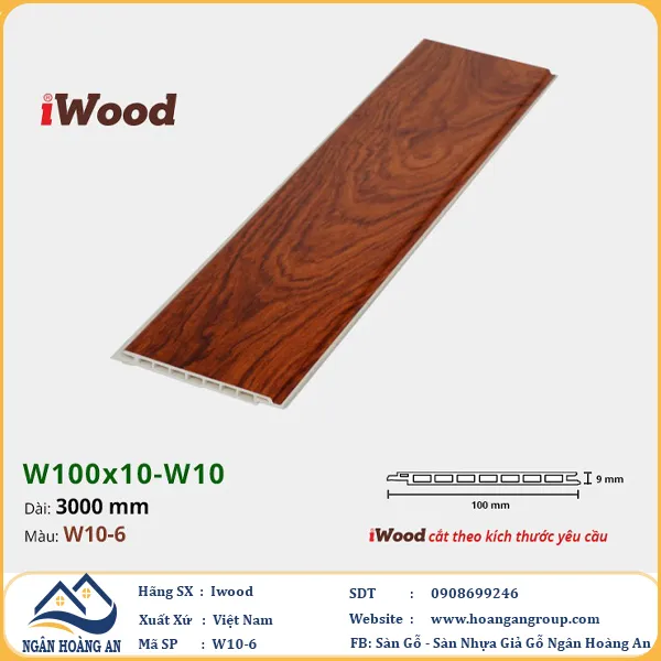 Tấm Nano Hèm V Giả Gỗ Ốp Tường Ốp Trần Iwood W10